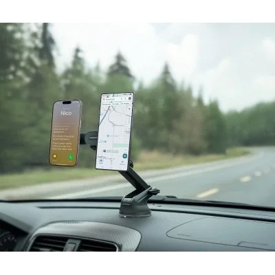 Porodo Dax-l Dual Magsafe Car Phone Mount Adjustable Telescopic Arm _ Black